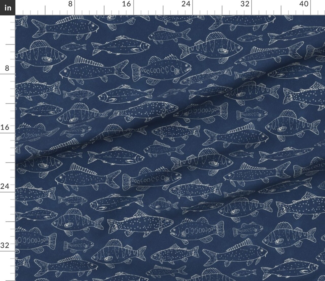 Various Fabrics by the Yard or Fat Quarter Fish Navy Lake Fishing Carp Salmon Camping Bass Perch Trout Custom Printed Fabric by Spoonflower 10321098